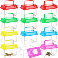 12Pcs Plastic Reptile Terrariums Carrier Cage - S