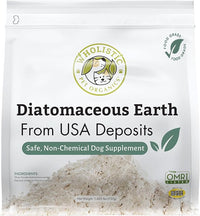 Wholistic Pet Organics DE for Dogs Organic Food Grade for Dogs Safe Non-Chemical Freshwater Silica Improves Overall Health (26 oz)