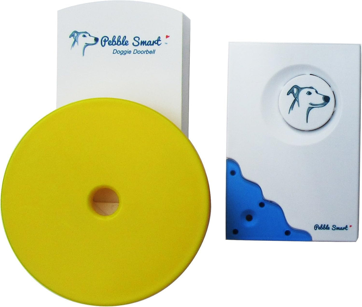 Blue accent wireless doggie doorbell with built-in treat holder