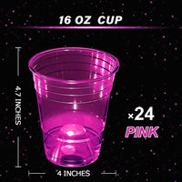 mishunyus 24-pack purple LED glow party cups, 16 oz plastic - view 13