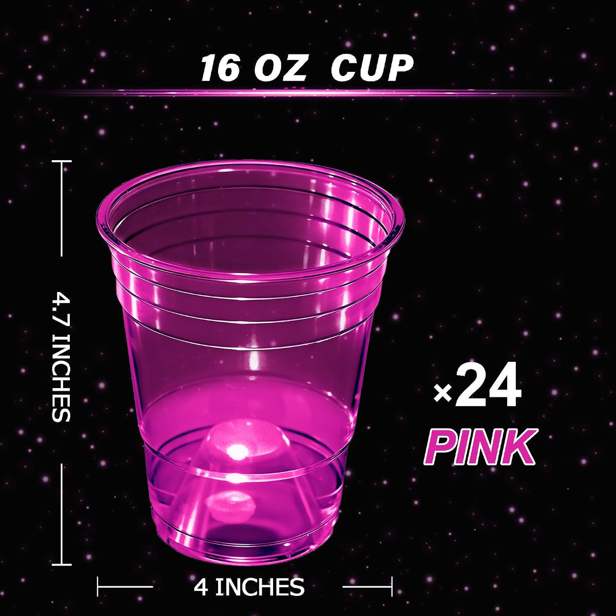 mishunyus 24-pack purple LED glow party cups, 16 oz plastic - view 13