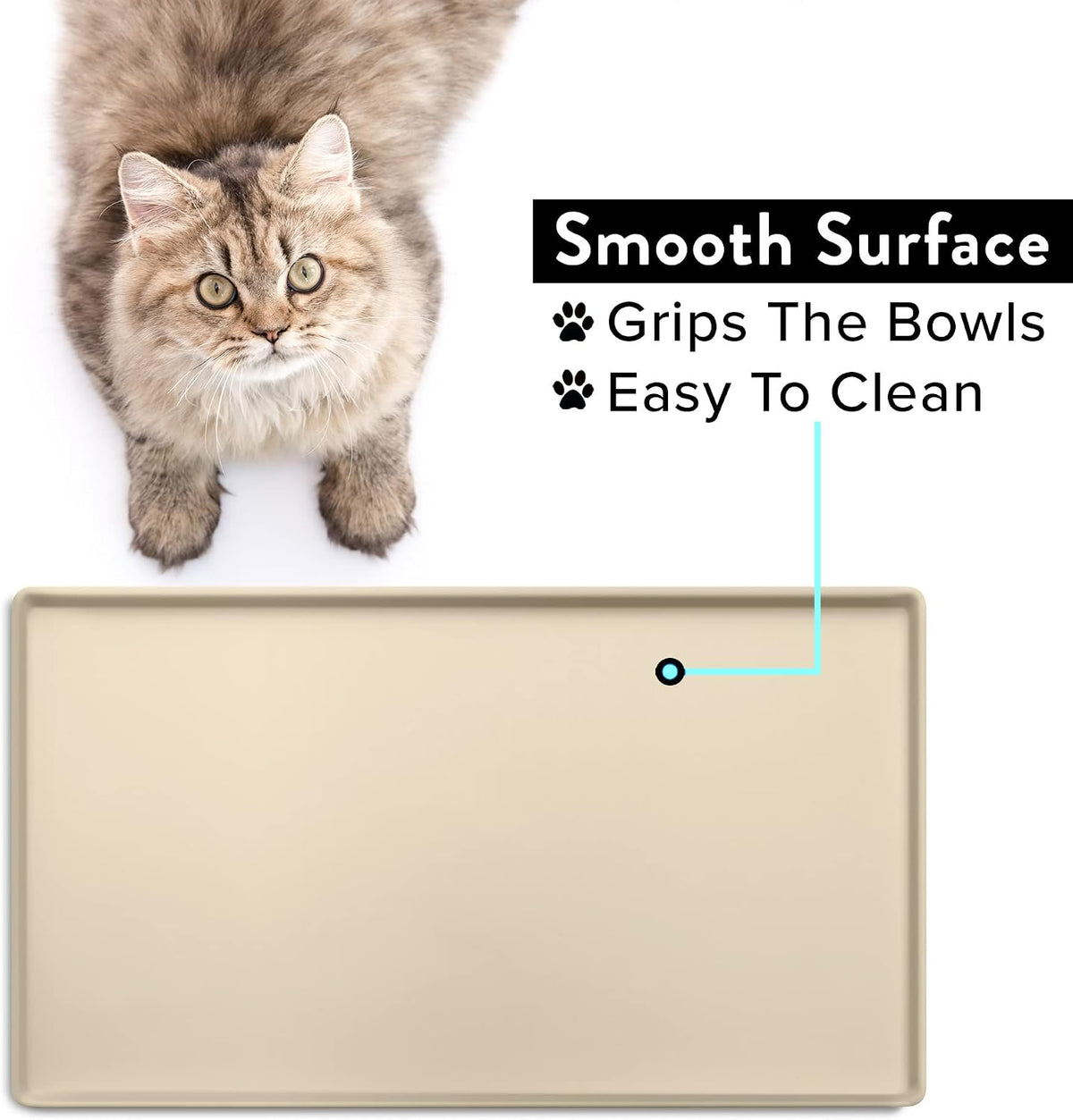 CatGuru Premium Cat Food Mat - 19"L x 11"W / Sand - image 3
