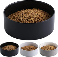 Black Dog Bowl Ceramic for Medium Large Breed, Heavy Weighted Dog Food Water Feeder Dish, Non - Slip Modern Cute Extra Big Porcelain 8 in Pet Bowl Maze