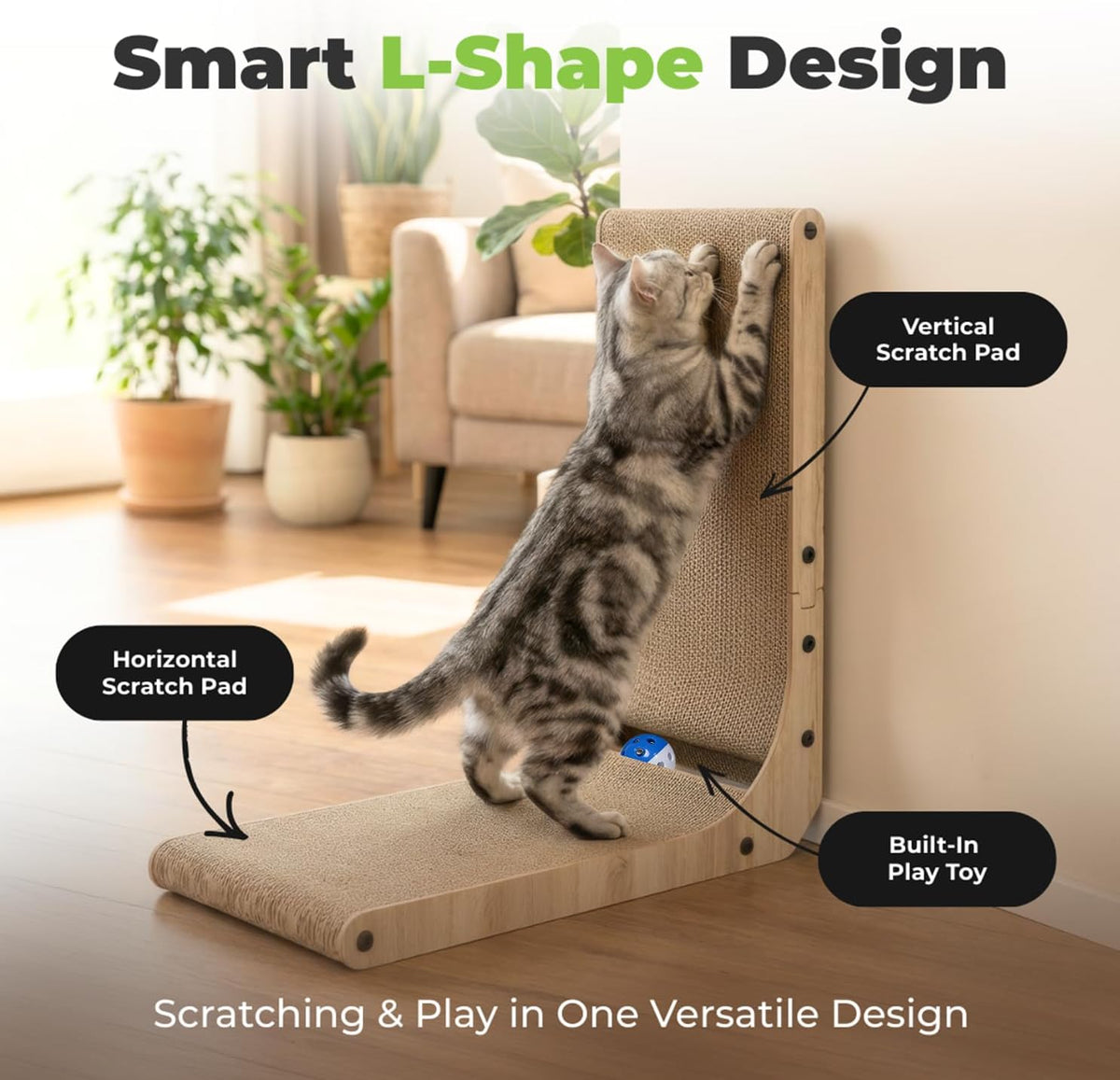 Catify Spin n' Scratch Cat Scratch Pad Refill, Round - L-Shape - H: 19" - image 2