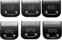 10 Blades Dog Grooming Blades Compatible with Andis/Oster A5/Wahl KM-10 Series Dog Clippers,Detachable Clipper Replacement Blade (6PCS Black-#10+30+40+4FC+5FC+7FC)