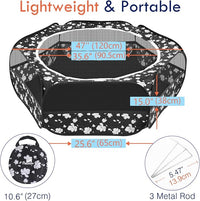 Pawaboo Small Animals Playpen, Waterproof Small Pet Cage Tent with Zippered Cover, Portable Outdoor Yard Fence with 3 Metal Rod for Chick/Kitten/Puppy/Guinea Pig/Rabbits/Hamster/Chinchillas, Magnolia