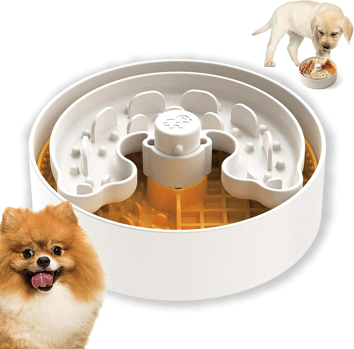 Slow Feeder Dog Bowl for Large Dogs with Non-Slip Base - M / Orange