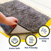 Muddy Mat | Absorbent Microfiber Chenille Door Mat Grey 24" x 35" with Heavy Duty Non-Slip Rug - 19" x 30" / Grey - image 2