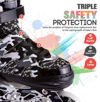 Kuxuan Boys Adjustable Inline Skates with Light up Wheels for Kids - Black Camo / Medium(Kids 13-3 US) - image 4