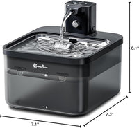 DownyPaws Cat Water Fountain Stainless Steel Cordless, 84oz/2.5L Fursink Wireless Pet Water Fountains for Cats Indoor, Battery Operated Cat Drinking Fountain, Ultra Quiet Pump, BPA-Free, Black