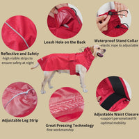 Adjustable Waterproof Dog Raincoat for Dogs - Red / X-Large(37-55lb) - image 4