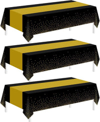 Childom 3 Pack Black and Gold Tablecloths for Events - Black and Gold