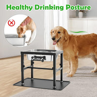 1.2 Gallon Elevated Large Dog Water Bowl with Mat - Black-2 gal & mat / Height: 9.4-14.2"
