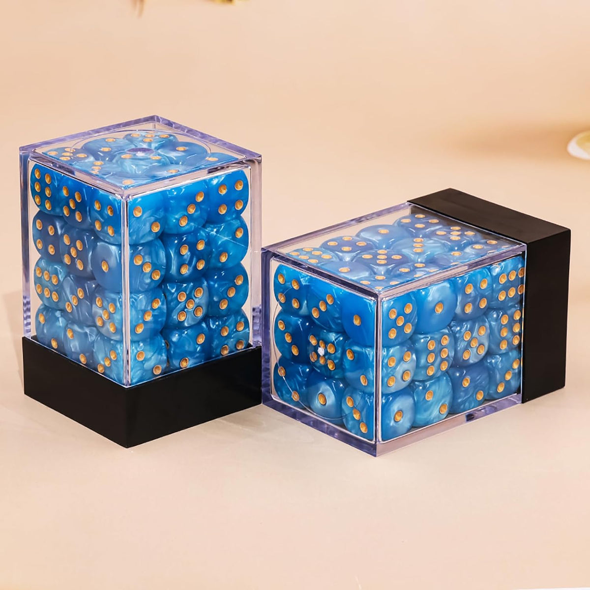 24 of Pack 16MM 6 Sided Dice Set, Two Colours D6 Game Dice Set - Blue Pearl - image 2