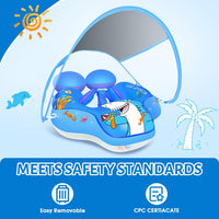 Baby Pool Float with Canopy UPF50+ - Shark / Large - image 4