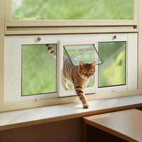 LIBBEPET Cat Door for Window, Adjustable Window Width 27"-32" - Fit 27"-32" Window