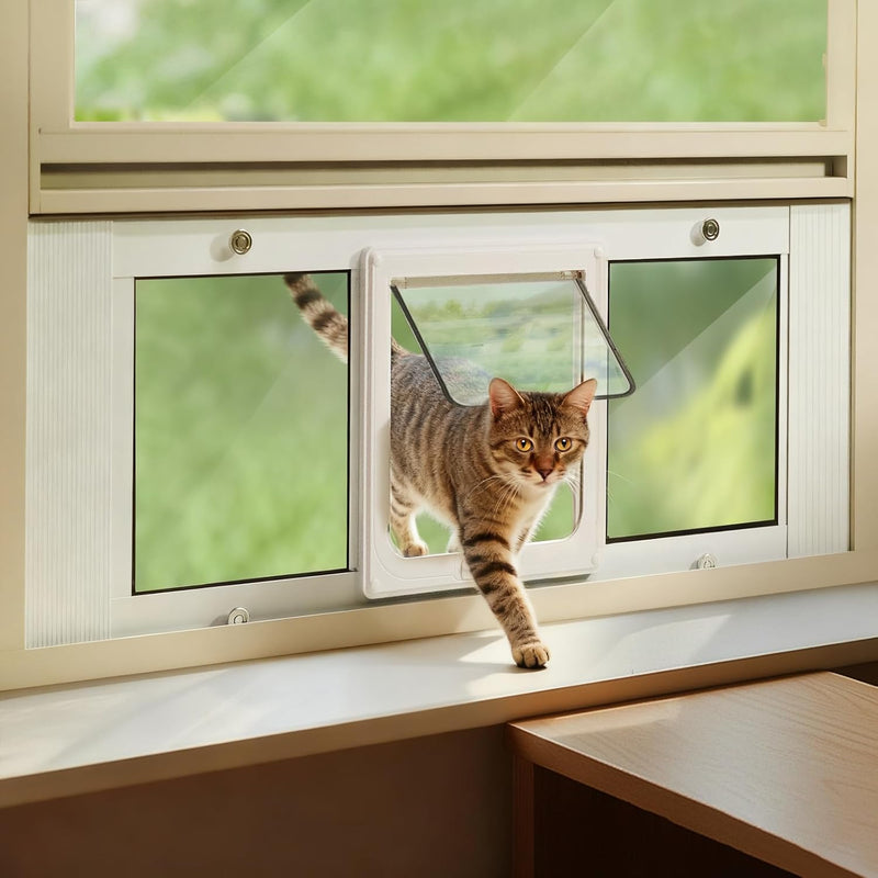 LIBBEPET Cat Door for Window, Adjustable Window Width 27"-32" - Fit 27"-32" Window