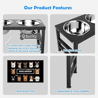 Elevated Dog Bowls, 10" Tall Height, Raised Bowl Stand with 2 Stainless Steel Food Feeder Bowls (58oz) and Spill-Proof Mat for Medium Large and Small Breeds