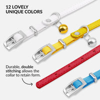 Soft Leather Cat Collar with Safety Elastic Strap - 6-7 Inch / Red - image 4