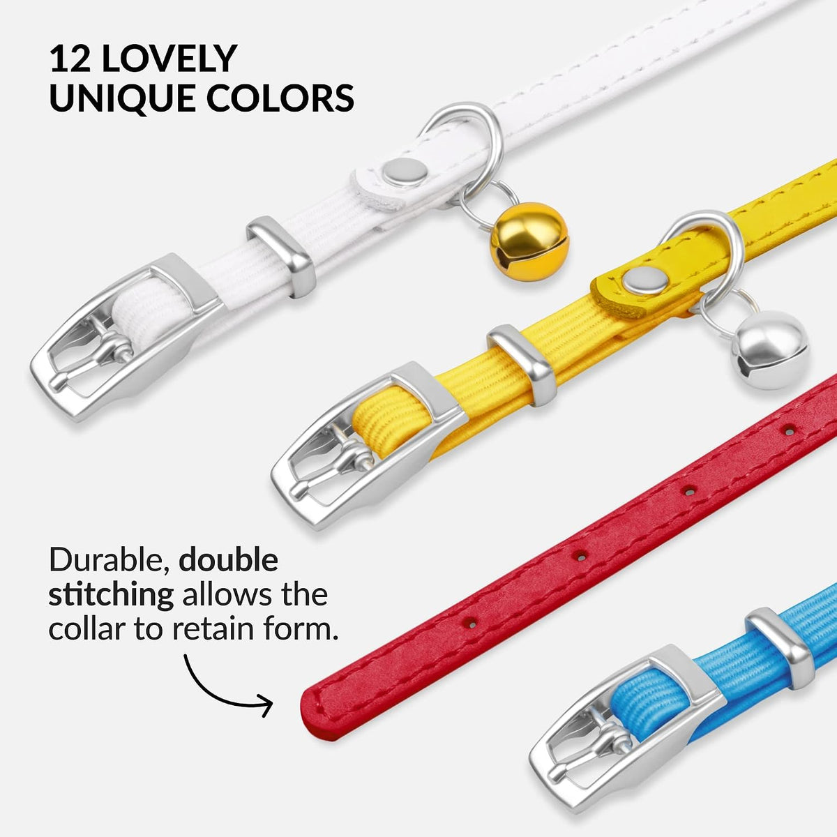 Soft Leather Cat Collar with Safety Elastic Strap - 6-7 Inch / Red - image 4