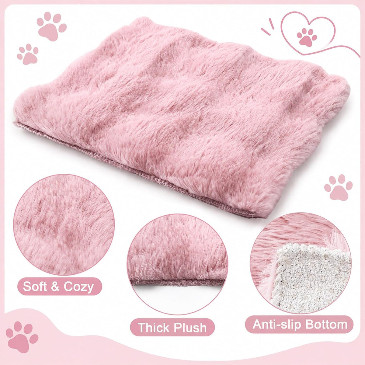Jetec 3 Pcs Guinea Pig Beds, Fleece Small Animal Mats - Bubble Fleece / Winter / Pink - image 3