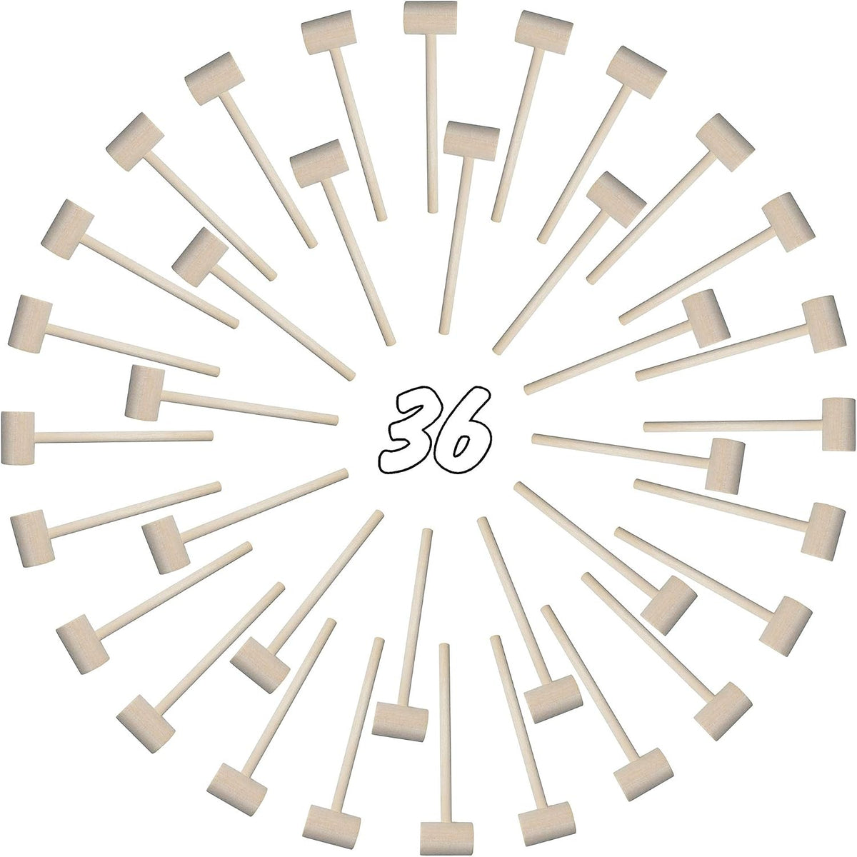 TDOCK 18 pack of smooth natural wood mini mallets, 5.7 inches long - view 2
