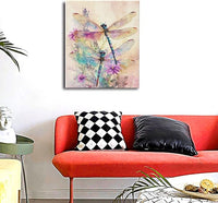 Dragonfly Bathroom Pictures Wall Art, Floral Bathroom Wall Decor, Framed Painting Canvas Artwork for Bedroom Living Room Decorations 24"L x 20"W