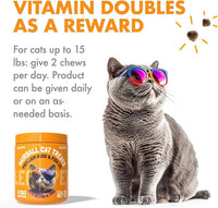 Hairball Treatment for Cats Natural Remedy with Apple Pomace, Psyllium Husk Omega 3 6 Fatty Acids Zinc Biotin Cat Supplement for Indoor Cats Promotes Healthy Digestion Furball Control 100 Yummy Chews
