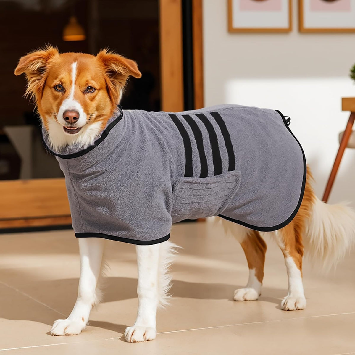 Microfiber Dog Bathrobe, Super Absorbent Dog Drying Coat – Essentials for Dogs - Black / XX-Large