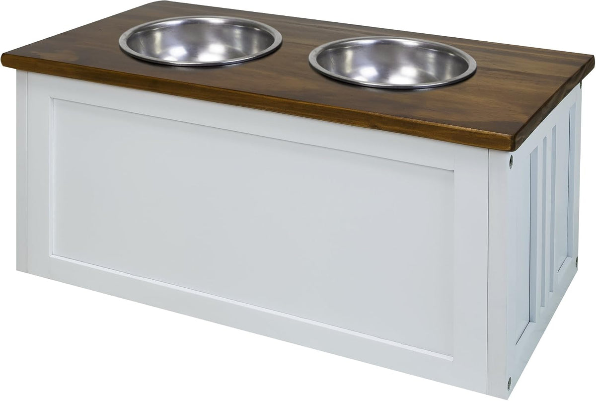 Casual Home 603-15 Wooden Storage Stand Pet Feeder, Two-Tone