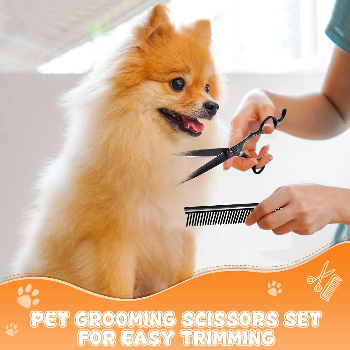 Professional Dog Grooming Scissors Set - 7 Inch (Pack of 5) / Black - image 2