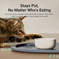 DownyPaws Dog Food Mats for Floors Waterproof, BPA Free Silcone Dog Bowl Mat, Non-Slip Pet Feeding Mat with High Raised Edge, Cat Placemat for Messy Drinkers, 24"×17", Light Gray