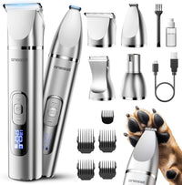 oneisall 4 in 1 Dog Grooming Kit with LCD Display – Essentials for Dogs - Silver