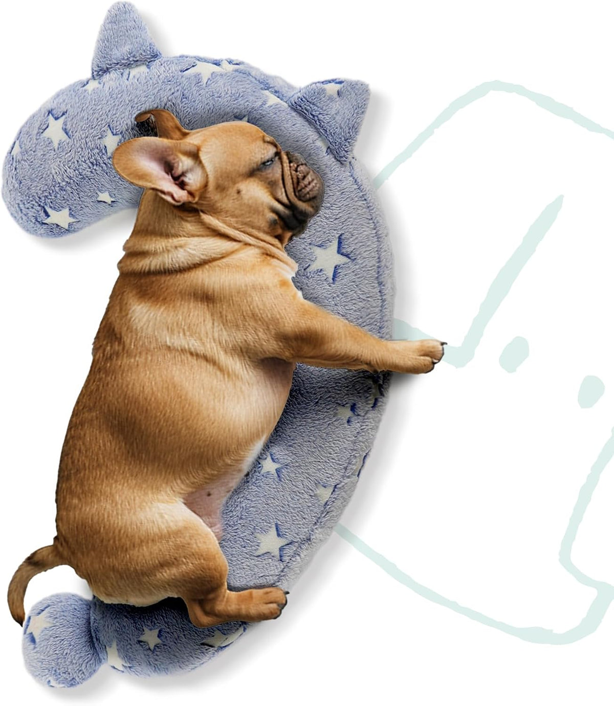 Dog Calming Pillow, Glow in The Dark Dog Put Head on - Medium / Light Blue
