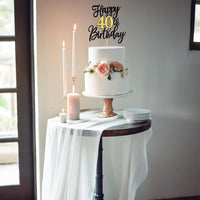 1 PCS Happy 60th Birthday Cake Topper Black Gold Glitter Cheers to 60 - 40th - image 4