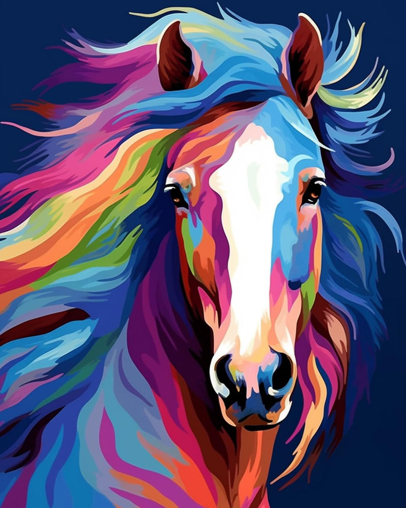 Paint by Numbers DIY Acrylic Painting Kit for Kids & Adults Beginner - Colorful Horse Head