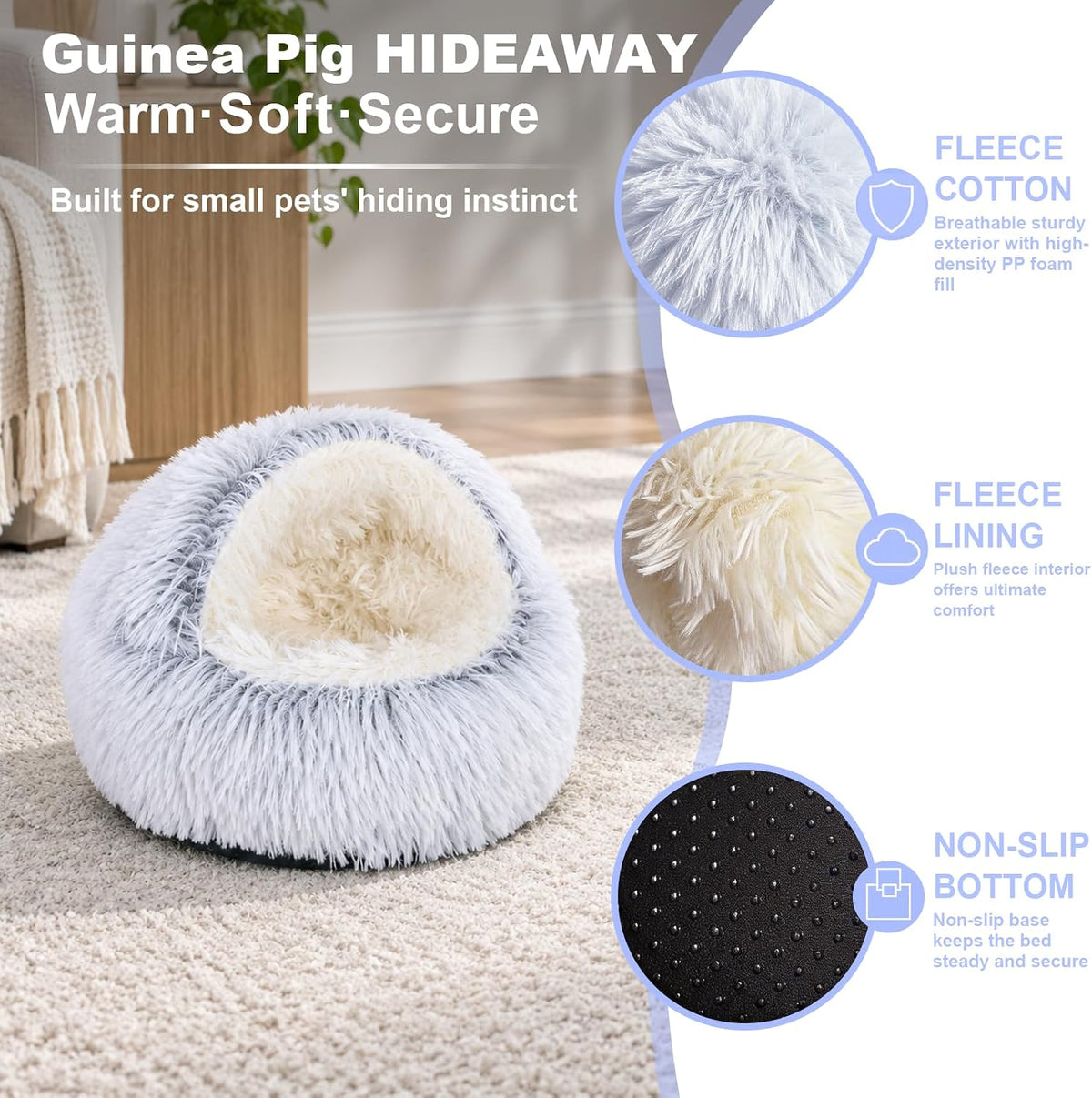 Guinea Pig Hideout, Doughnut Guinea Pig Bed - Grey - image 2