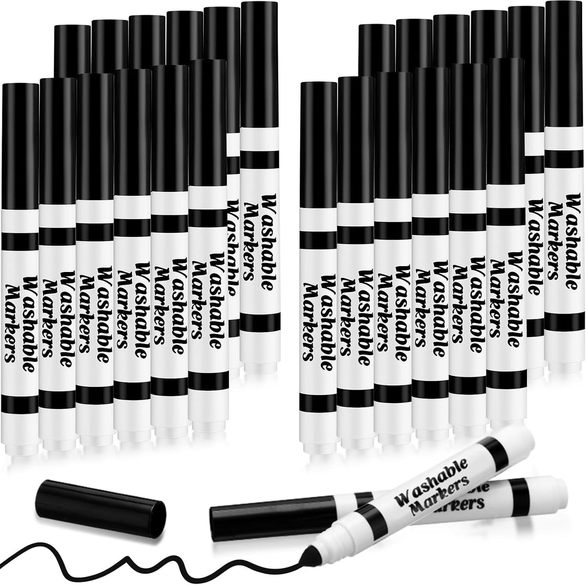 Janlaugh washable markers bulk pack of 24 broad line markers with conical tips - view 5