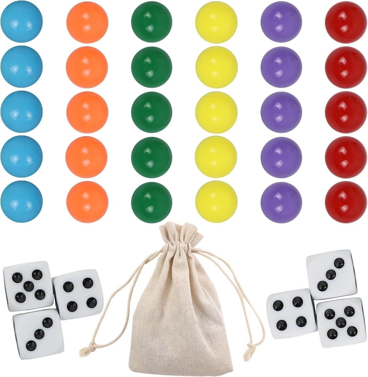 30 Wahoo Board Game Replacement Marbles 5 Each of 6 Colors - 0.55 inches