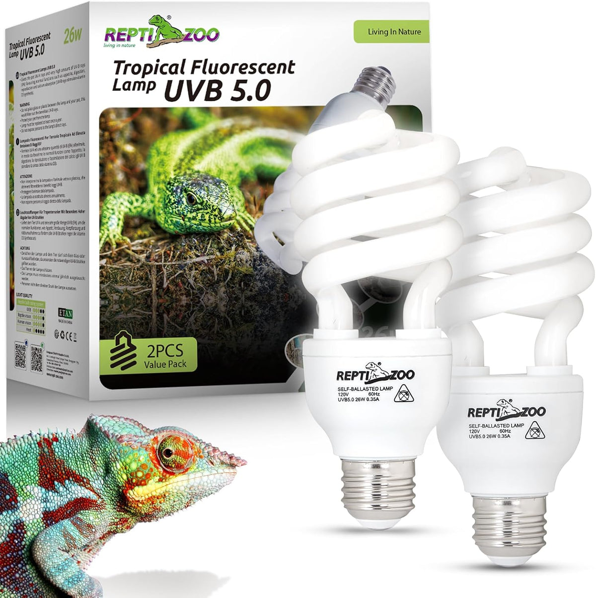 REPTI ZOO UVB Light for Tropical Reptile - 5.0 26W