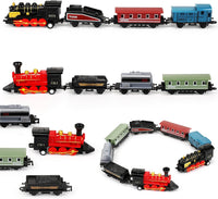 Hanaive 2 Set Train Toys Small Pull Back Train Steam Locomotive - Black,red