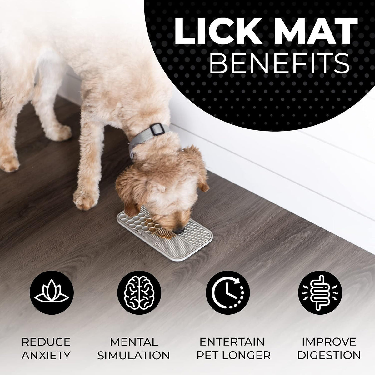 Dog Lick Mat for Dogs, Feeding Pad for Anxious Pets Plus 4 Different Puzzles for Mental Stimulation - 1 Pack / Grey - image 4