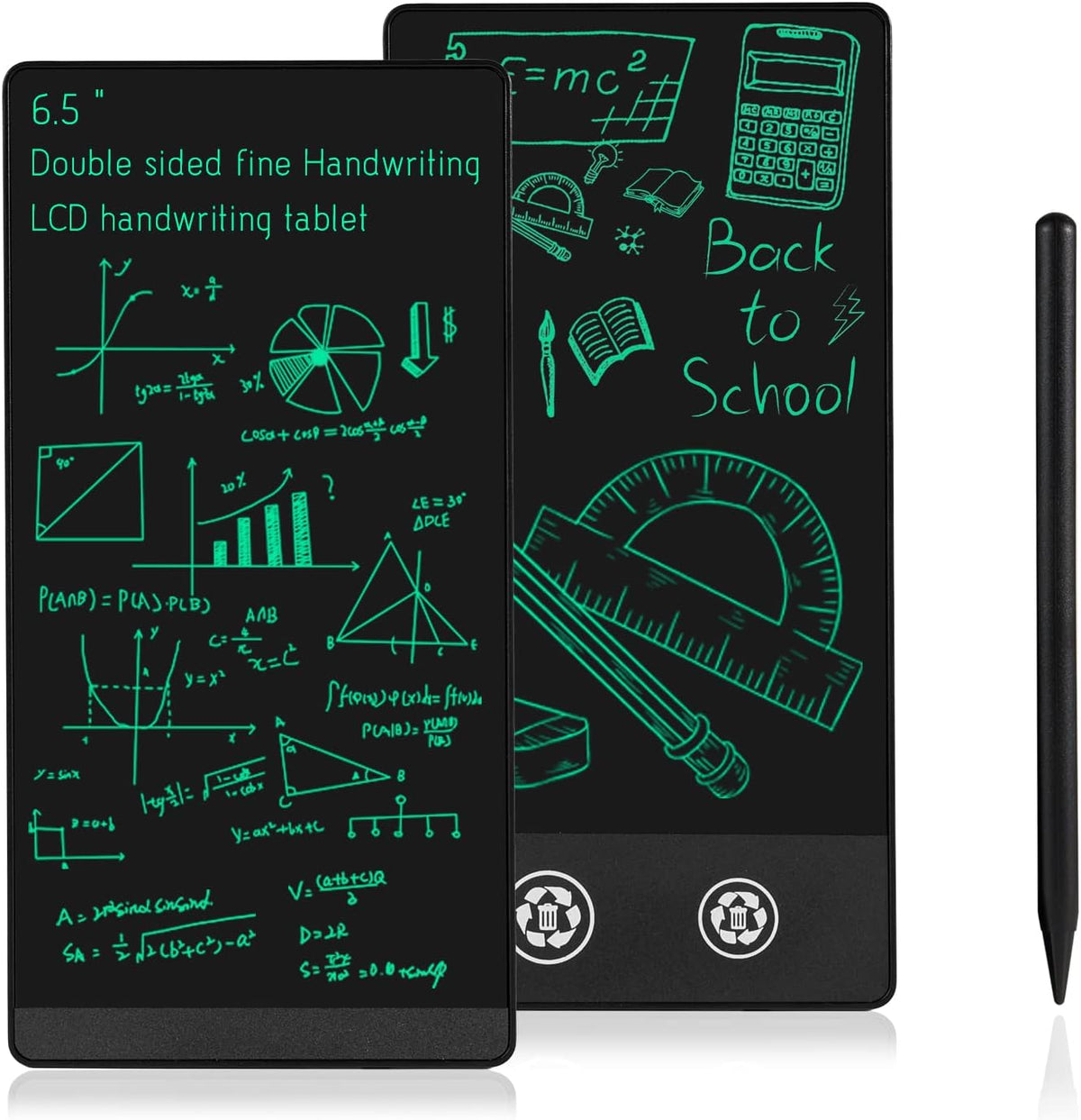 LCD Writing Tablet 6.5in Fine Tip with Leather Case and Hanging Pen – Fun for Kids & Family - Double Display