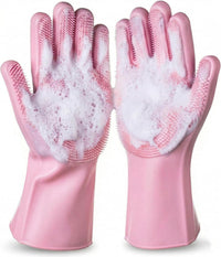 NVNAN Silicone Pet Washing Gloves with High-Density Teeth for Dogs - Pink