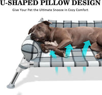 Elevated Raised Dog Bed Cot - Cooling Raised Dog Beds with Bolster Portable Washable Pet Cot Bed with Metal Frame Dogs Hammock Bed for Indoor & Outdoor