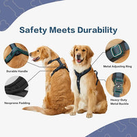 CLEPAWS Dog Harness for Large Dogs, No Pull Dog Harness Easy Walk with Metal Hardware, Ergonomic Y-Shaped Design, Soft Padding, Padded Handle, Durable High-Tensile Nylon (Nightfall, L)