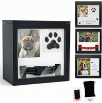 Black Dog Urn for Ashes 4 Customizable Displays Ink Paw Print Kit – Essentials for Dogs - Black Small