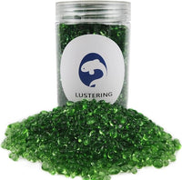 Lustering Decorative Round Glass Beads,Glass Marbles,Glass Pebbles,Glass Gems Beads for Fire Pit Crafts Resin Art,Vase Filler, Fish Tank, Aquarium Garden Decoration,3-6mm,1-Pound (Light Green)