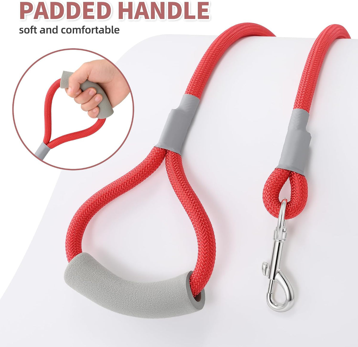 Mile High Life Dog Leash, with Padded Handle - Red / 6 Feet - image 3