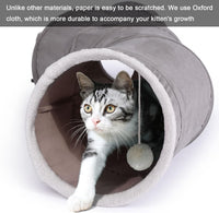 Ownpets Cactus Cat Tunnel 12" with Peek Holes for Indoor Large Cat - S-Shape (Suede Fabric) / 10 Inches in Diameter - image 2